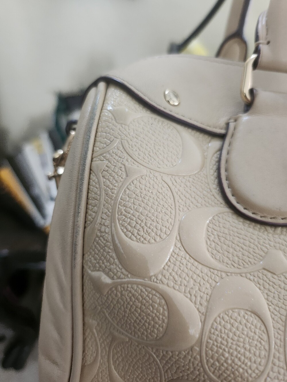 Coach Signature Embossed Patent Mini Bennett Satchel - Picture 7 of 8